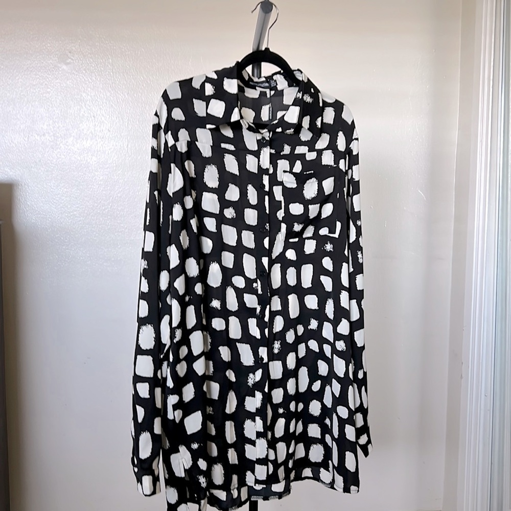 Plt b/w oversized shirt dress